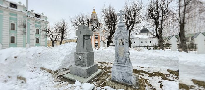 На историческом некрополе Академии воссозданы памятники ректору протоиерею С.К. Смирнову и заслуженному ординарному профессору Е.Е. Голубинскому
